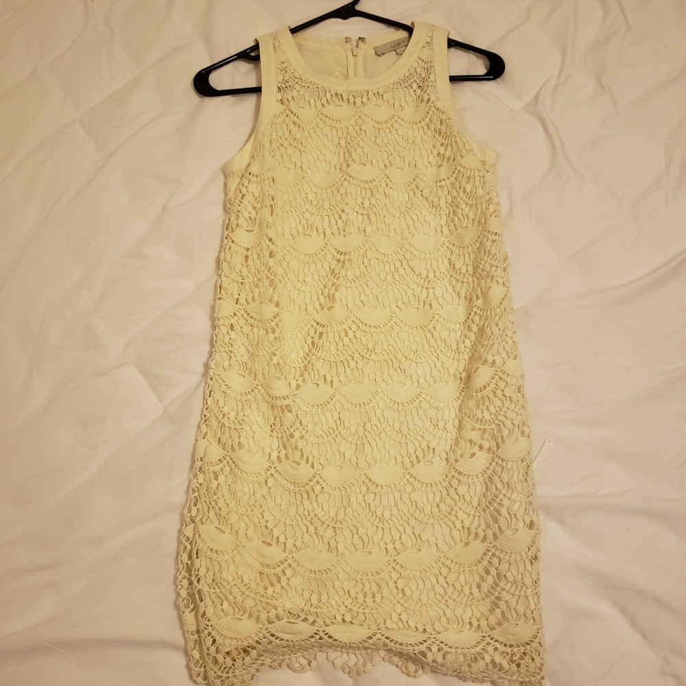 Loft ivory sleeveless ivory dress